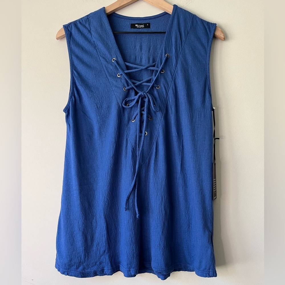 NWT Michael Lauren Kissing Lace-up Front Tank